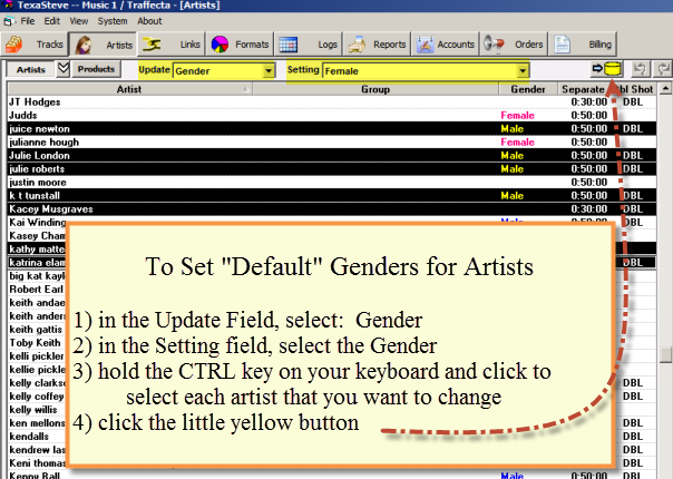 Set Default Genders